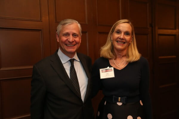 BAMSL Executive Director Zoe Linza with BAMSL's 2019 Law Day speaker, Jon Meacham. Photo by William Greenblatt.